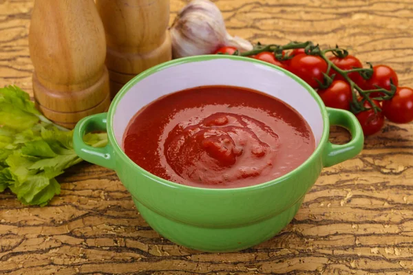 Sopa Tomate Mediterráneo Con Albahaca Especias —  Fotos de Stock