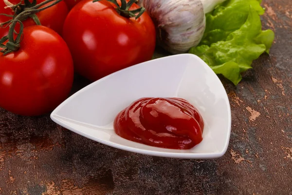 Sauce Tomate Ketchup Servi Poivre Ail — Photo