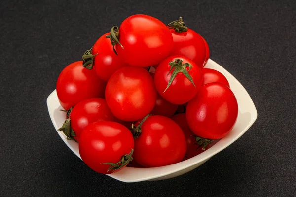 Tomate Cerise Rouge Juteuse Mûre Dans Bol — Photo