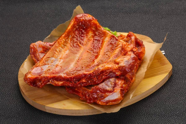 Raw Marinated Pork Ribs Ready Cooking — Stock Photo, Image