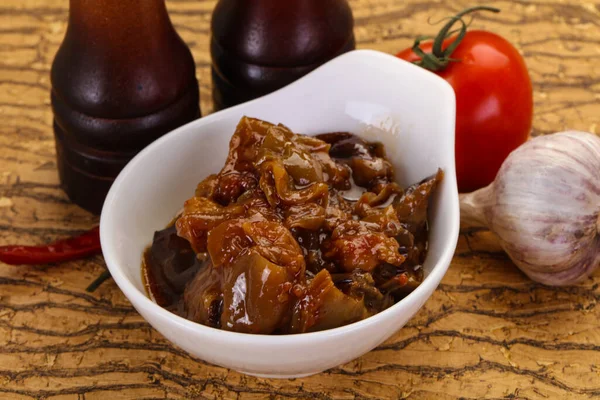 Snack Berenjena Imán Bayaldy Con Tomates Pimienta — Foto de Stock