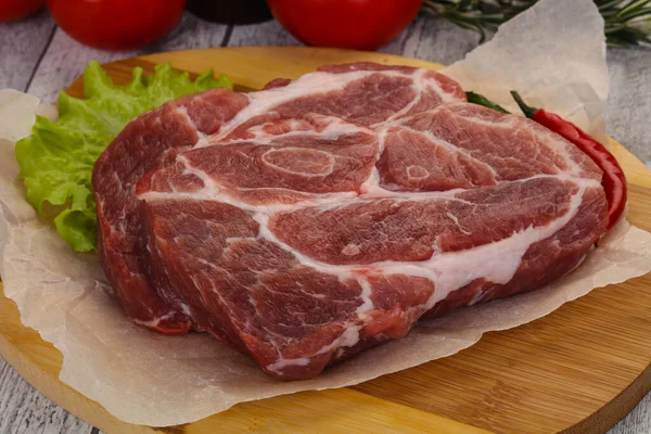 Raw Pork Neck Steak Ready Cooking — Stock Photo, Image