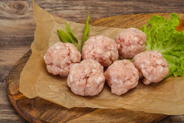 Hausgemachte Hackfleischbällchen Aus Rohem Schweinefleisch Bereit Zum Kochen — Stockfoto