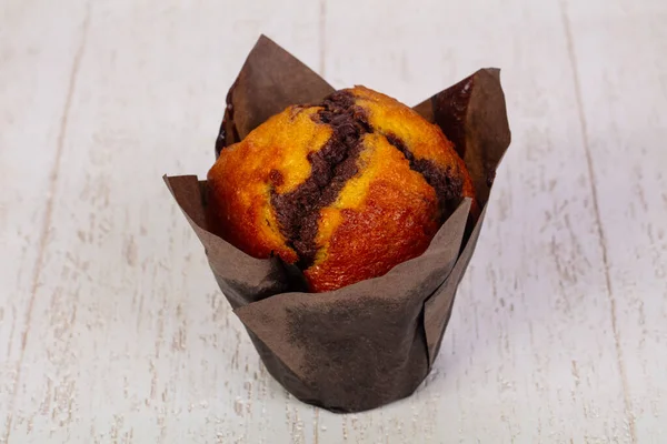 Sladké Chutné Muffin Čokoládou — Stock fotografie