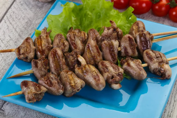 Espetos Corações Frango Cozinha Asiática — Fotografia de Stock