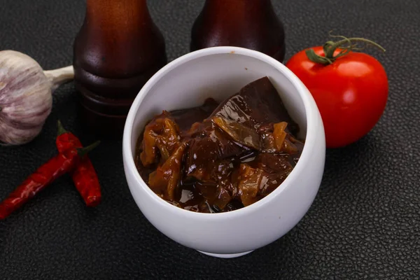 Snack Berenjena Imán Bayaldy Con Tomates Pimienta — Foto de Stock