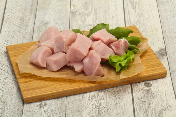 Frischer Würfel Aus Rohem Schweinefleisch Zum Kochen Bereit — Stockfoto