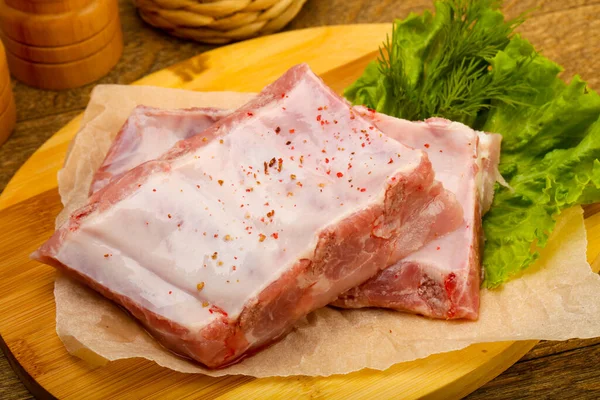 Côtes Porc Crues Prêtes Pour Cuisson Avec Des Épices — Photo