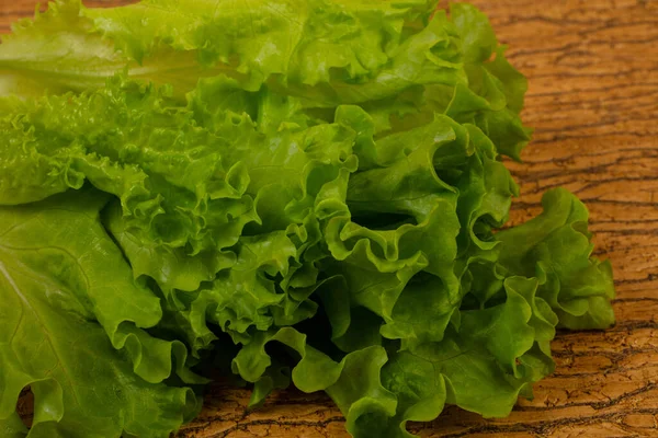 Green Salad Leaves Wooden Background — Stock Photo, Image