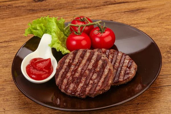 Costeleta Hambúrguer Grelhada Com Molho Tomate — Fotografia de Stock