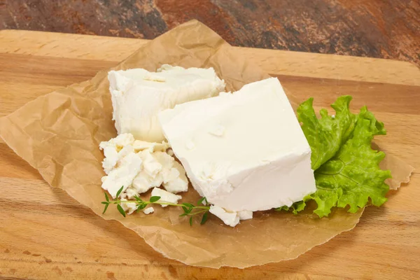 Feta Tradizionale Greca Formaggio Morbido Nel Piatto — Foto Stock