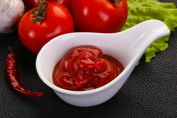 Sauce Tomate Ketchup Servi Poivre Ail — Photo