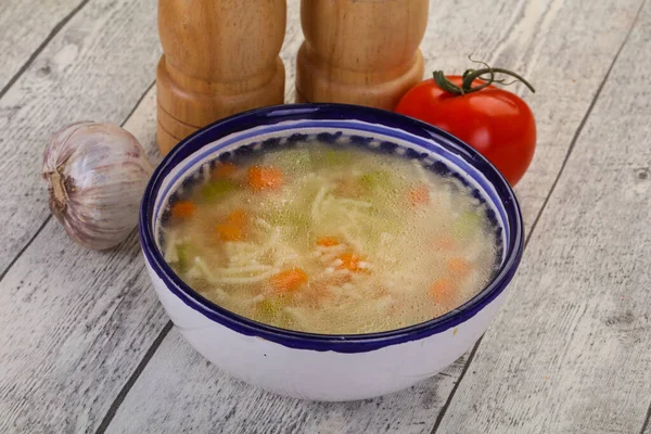 Sopa Pollo Con Fideos Zanahoria Apio — Foto de Stock