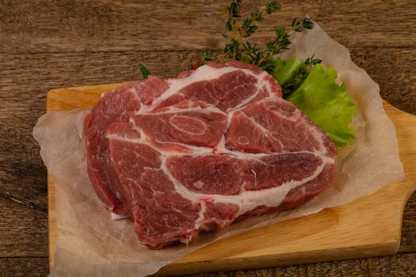 Syrový Vepřový Steak Připravený Grilování — Stock fotografie