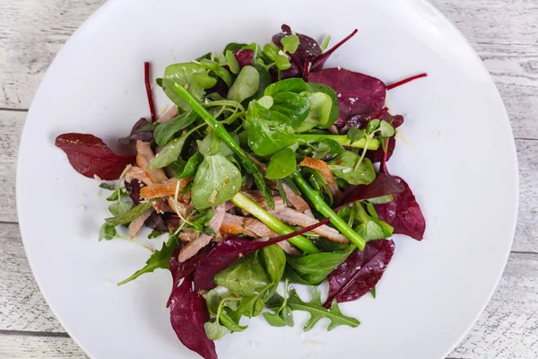 Meng Salade Met Vlees Gekookte Asperges — Stockfoto