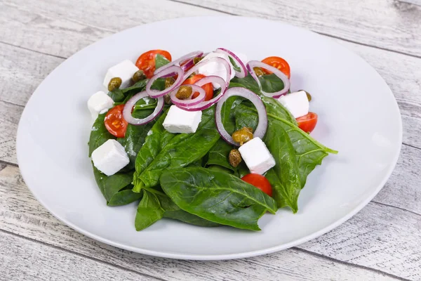 Salat Mit Feta Käse Und Spinat — Stockfoto