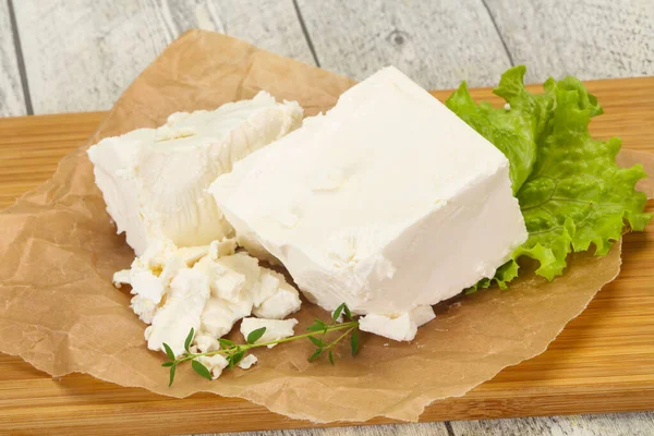 Feta Tradizionale Greca Formaggio Morbido Nel Piatto — Foto Stock