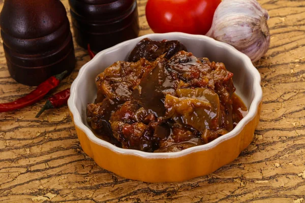 Snack Berenjena Imán Bayaldy Con Tomates Pimienta — Foto de Stock