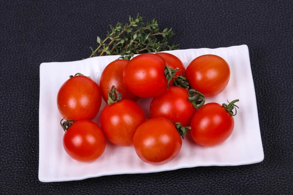 Tomate Cerise Dans Bol Servi Branche Thym — Photo