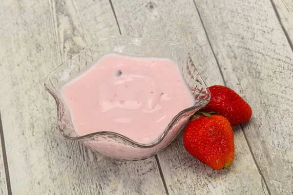 Milk Yoghurt Strawberry Bowl — Stock Photo, Image