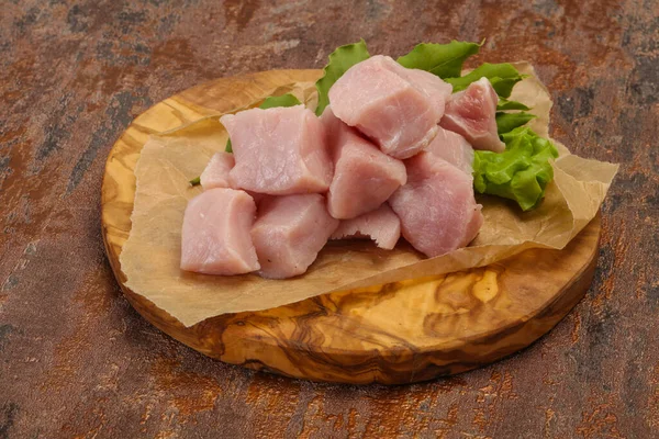 Raw Fresh Pork Meat Cube Ready Cooking — Stock Photo, Image