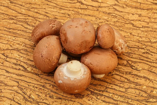 Tasty Raw Brown Champignons Background — Stock Photo, Image