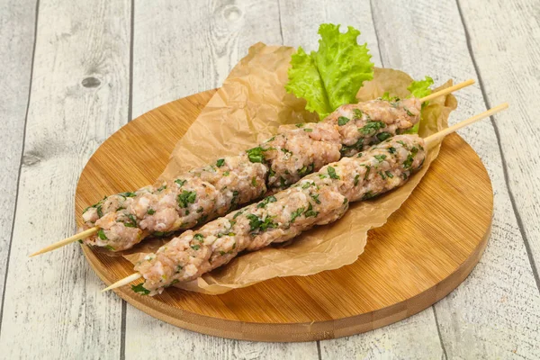Syrové Vepřové Špejle Kebab Připraven Grilu — Stock fotografie
