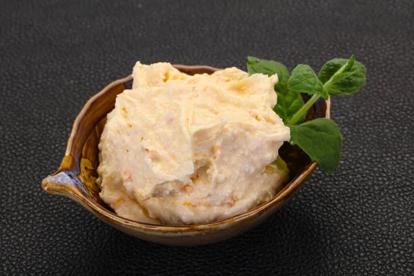 Ricotta Con Foglie Menta Servite Albicocca Secca — Foto Stock