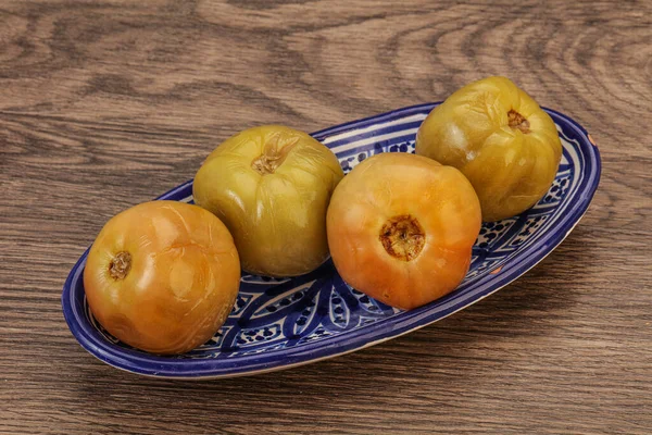 Tomat Asam Hijau Yang Diaduk Dalam Mangkuk — Stok Foto
