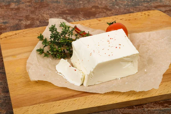 Traditional Feta Cheese Served Thyme — Stock Photo, Image