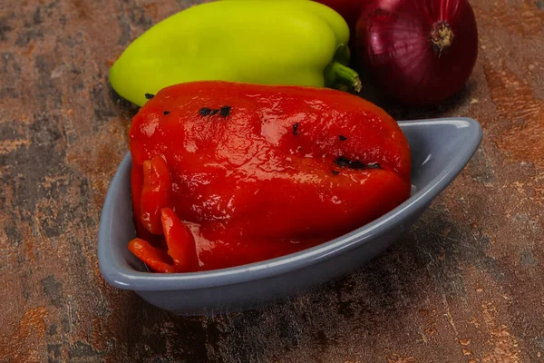 Marinated Baked Red Bell Pepper Bowl — Stock Photo, Image