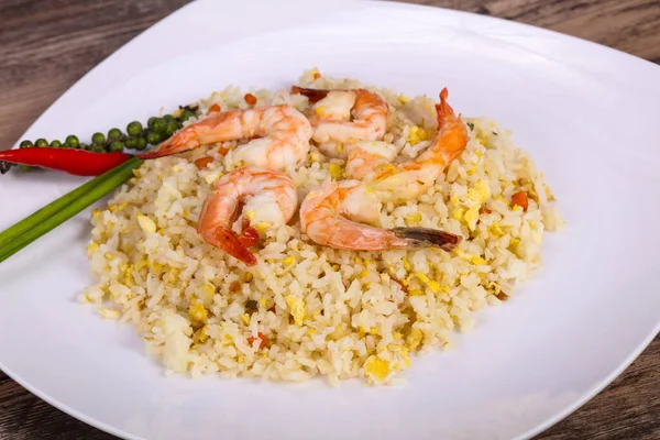 Arroz Frito Estilo Tailandés Con Gambas Huevo —  Fotos de Stock