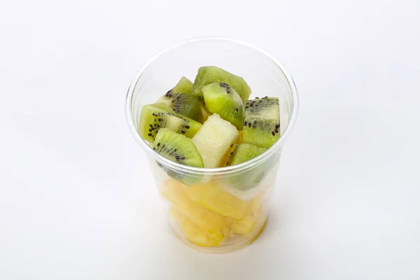 Scheiben Geschnittene Tropische Früchte Mix Snack Der Box — Stockfoto
