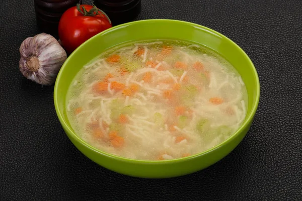 Sopa Frango Com Macarrão Cenoura Aipo — Fotografia de Stock