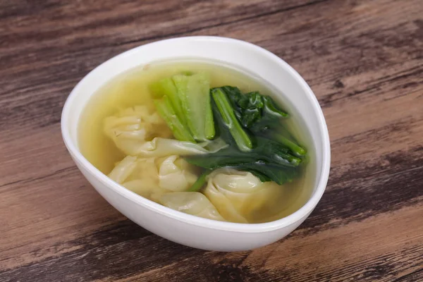 Asiatische Traditionelle Wonton Suppe Mit Kräutern Und Gewürzen — Stockfoto