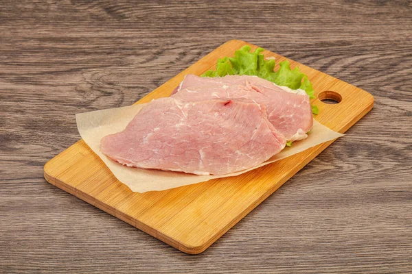 Raw Pork Steak Ready Cooking — Stock Photo, Image