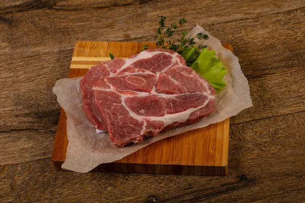 Syrový Vepřový Steak Připravený Grilování — Stock fotografie