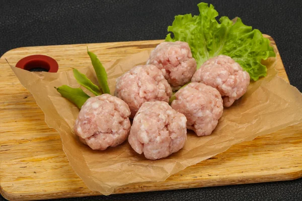 Homemade Raw Pork Minced Meatball Ready Cooking — Stock Photo, Image