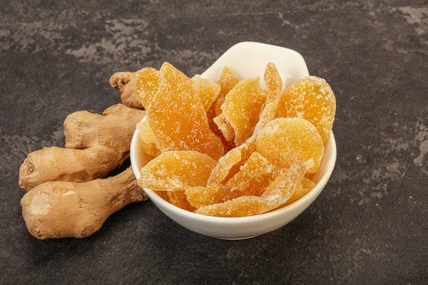 Trockener Süßer Ingwer Snack Der Schüssel — Stockfoto