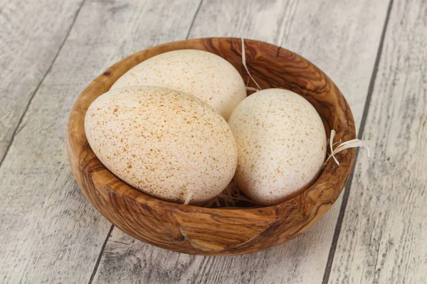 Three Big Raw Turkey Egg Ready Cooking — Stock Photo, Image