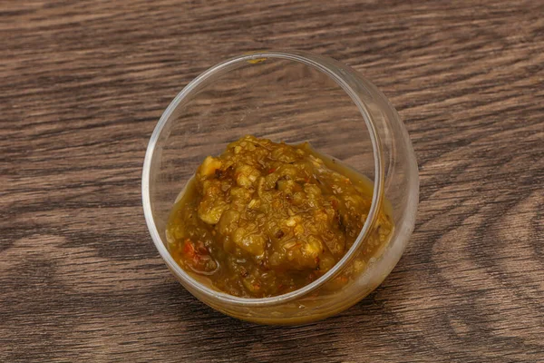 Grüne Würzige Sauce Mit Pfeffer Der Schüssel — Stockfoto