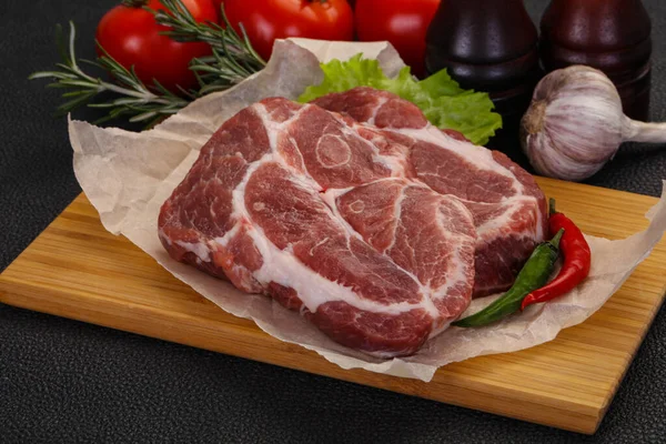 Syrový Steak Vepřového Krku Připravený Vaření — Stock fotografie