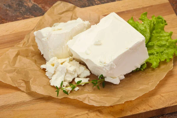 Feta Tradizionale Greca Formaggio Morbido Nel Piatto — Foto Stock