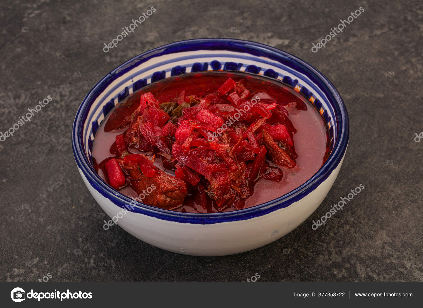Russian Traditional Borsch Soup Cabbage Beef — Stock Photo © AndreySt