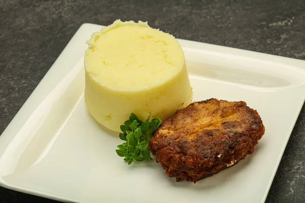 Mashed Potato Homemade Pork Cutlet — Stock Photo, Image