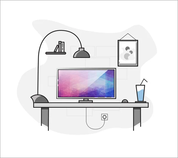 Apartamento casa criativa espaço de trabalho freelance desktop . — Vetor de Stock