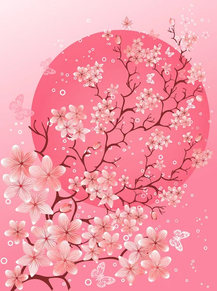 Beautiful spring. Cherry blossom background — Stock Vector