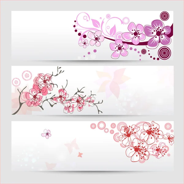 Цветочные баннеры вишни — стоковый вектор