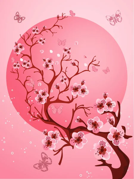 Beautiful Cherry blossom background. Spring nature scene — Stock Vector