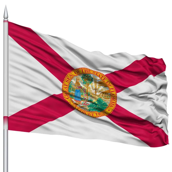 Isolated Florida Flag on Flagpole, USA state